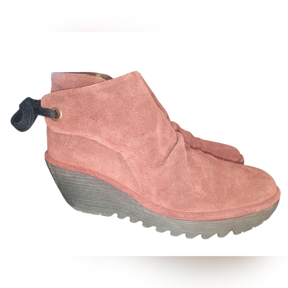 FLY London YEBI Wedge Heel Ankle Boots - Wine Oil Suede, Womens 40 EU (9-9.5 US) - Picture 9 of 12